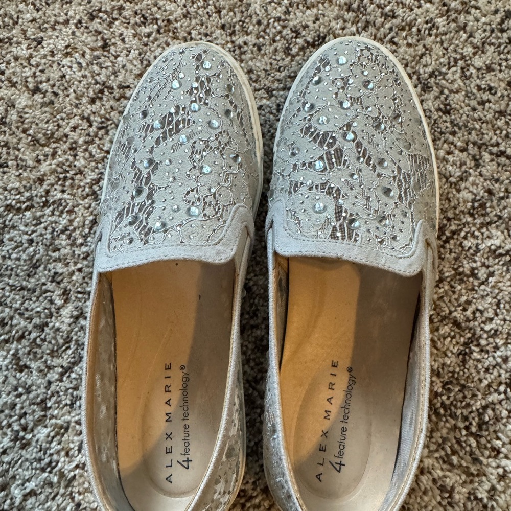 Alex Marie Gray Sneakers with Intricate Design